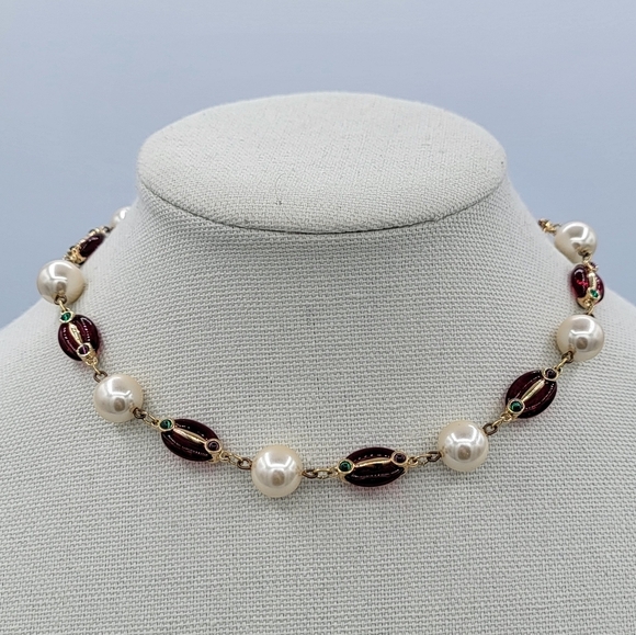 Vintage Swarovski Necklace Red Murano Glass & Pearls #1891 - Picture 3 of 16